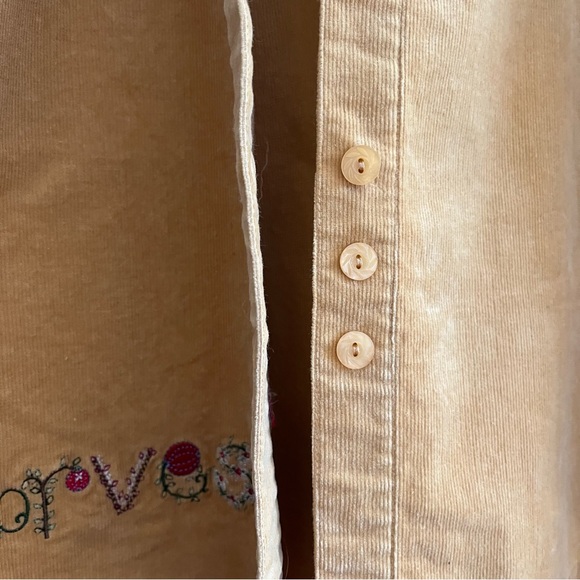 Christopher & Banks Embroidered Button Front Shirt Stretch Corduroy Size XL - Picture 10 of 15